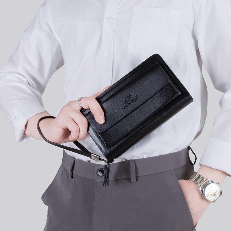Herren Business Clutch Doppelreißverschluss Große Kapazität 