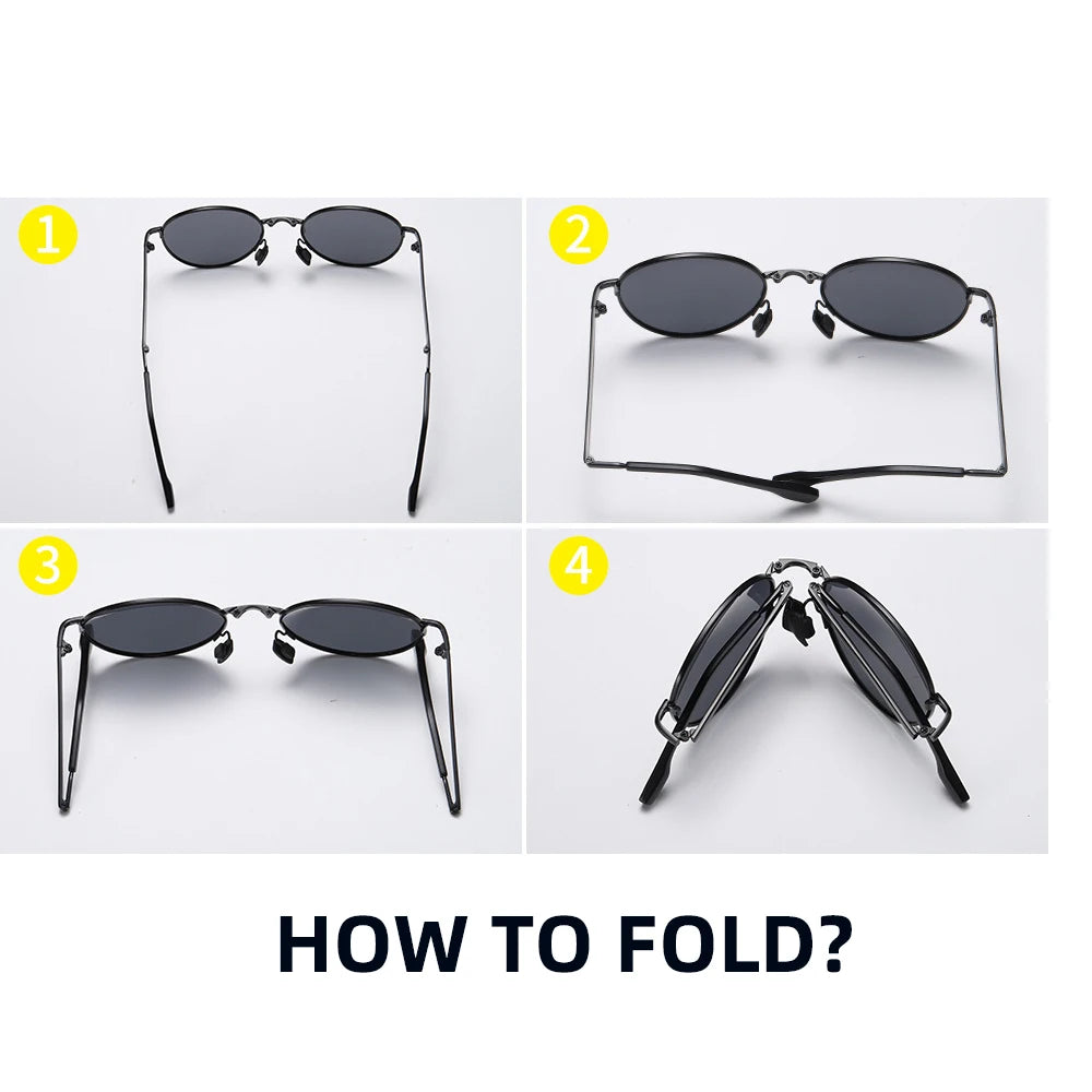 Vivibee 2023 trending quadratisch schwarzes faltbare polarisierte Sonnenbrille Frauen hell Spiegel blaue Falte Schatten Titanlegierung Sonnenbrille