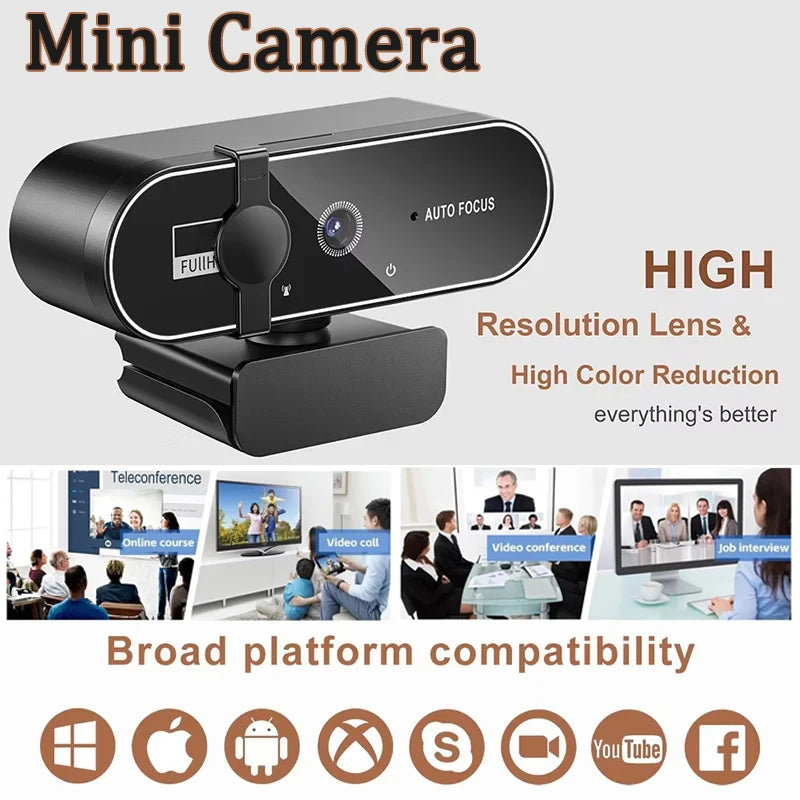 Mini Camera 4K Webcam with Microphone Auto Focus PC Laptop Video Shooting Camera USB Interface Full HD Webcam 2026 NEW