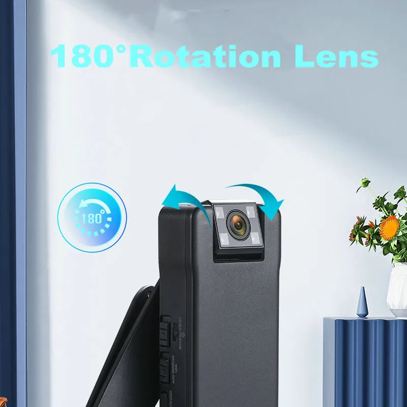 A50 1080p Mini Digitalkamera WiFi Fernbedienung 150 Grad Weitwinkelrotation Objektiv Bodycam Sports DV mit rotierender Rückenclip