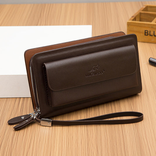 Herren Business Clutch Doppelreißverschluss Große Kapazität 